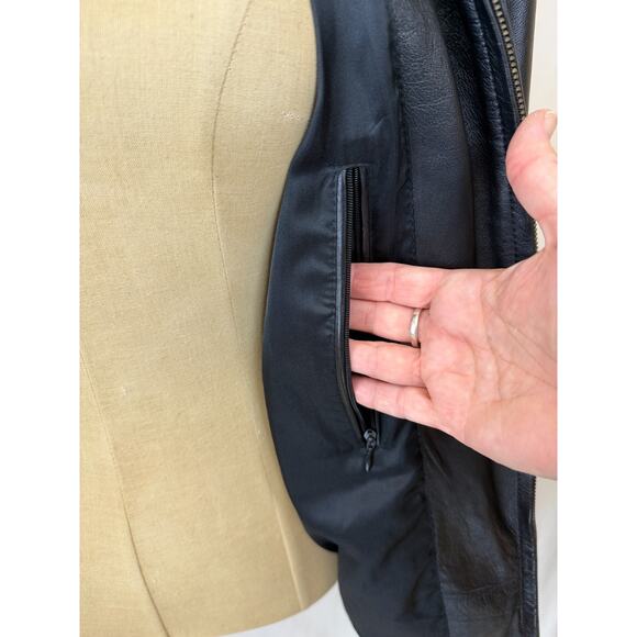 Fionte Italian Black Leather Mens Bomber Jacket XS #1-0164 Italy - Picture 12 of 13